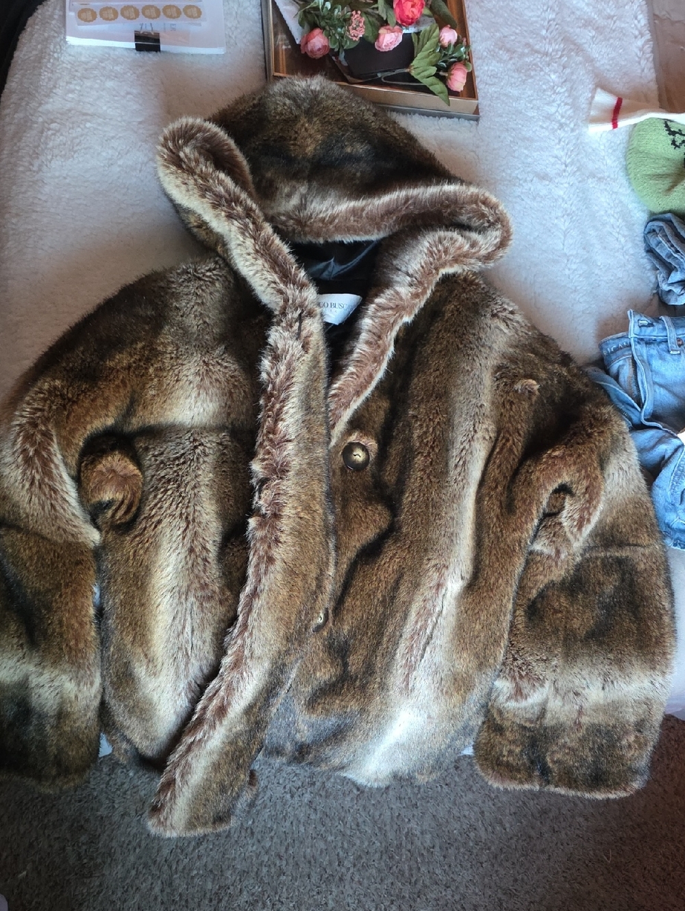 Hugo Buscati Brown Faux Fur Trim Jacket